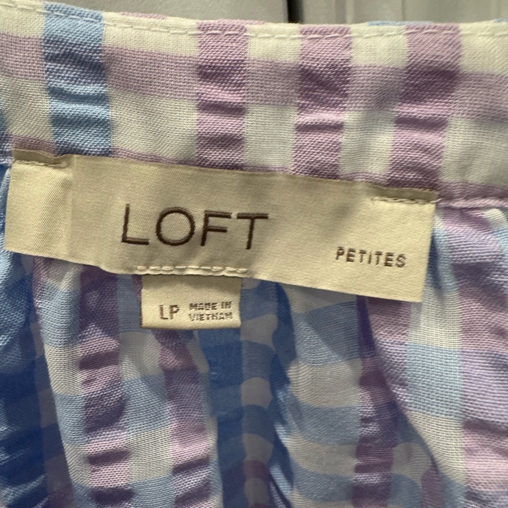 LOFT Women's Blue and Purple Stripe Blouse - Picture 4 of 5